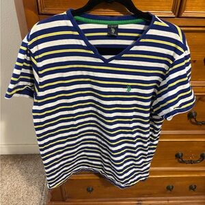 U.S. Polo Assn. Blue and Yellow Striped Short Sleeve Tee
